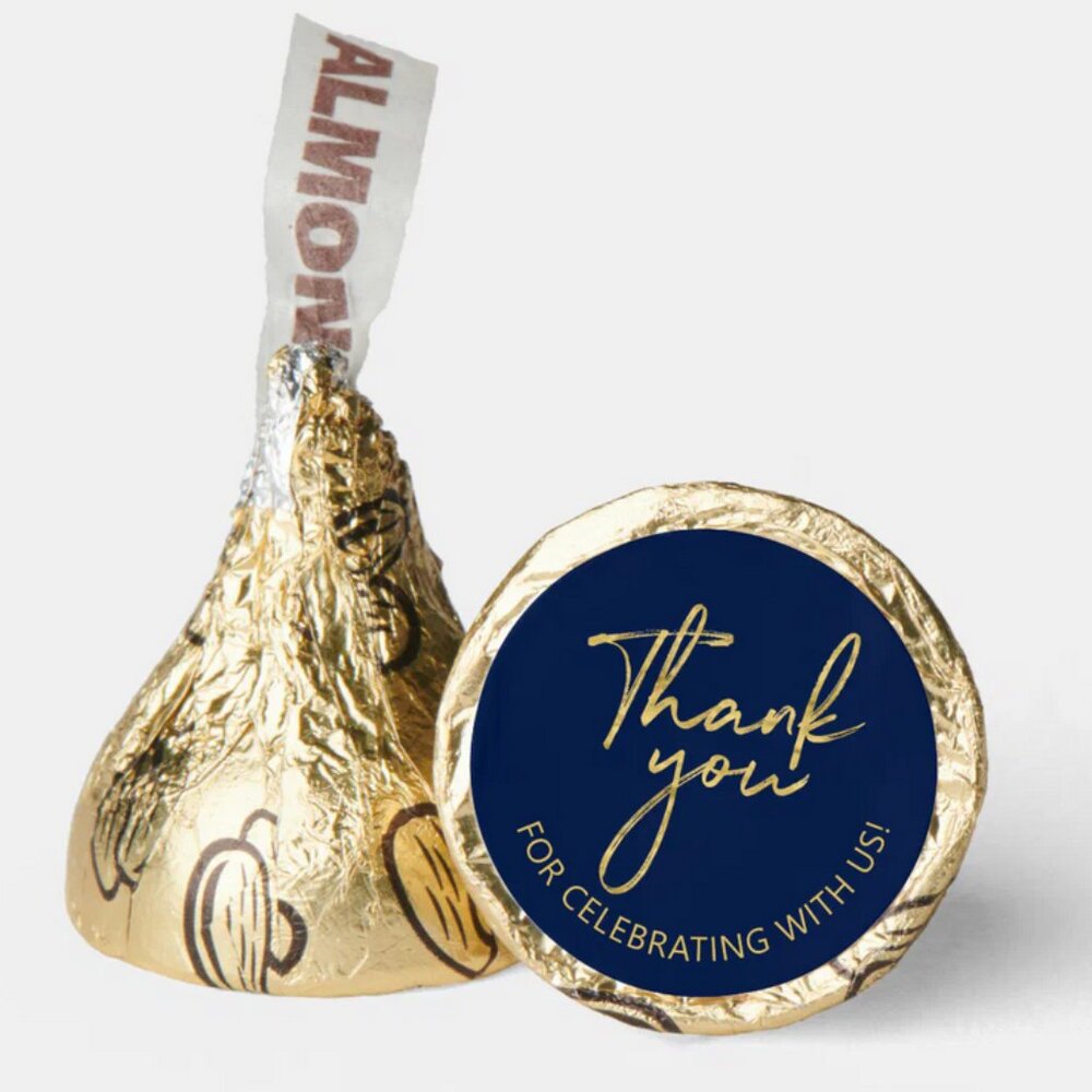 Thank You for Celebrating With Us Kisses Candy Stickers |100ct|Glossy| Custom